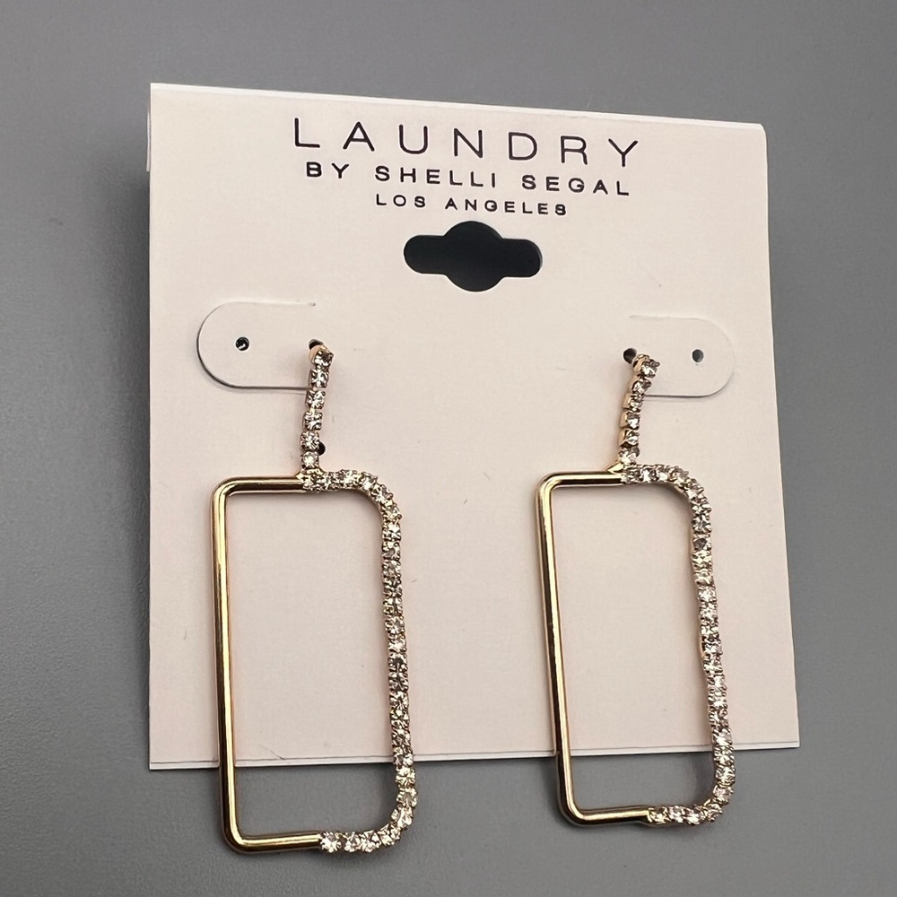 Laundry by Shelli Segal Gold Rectangular Earrings